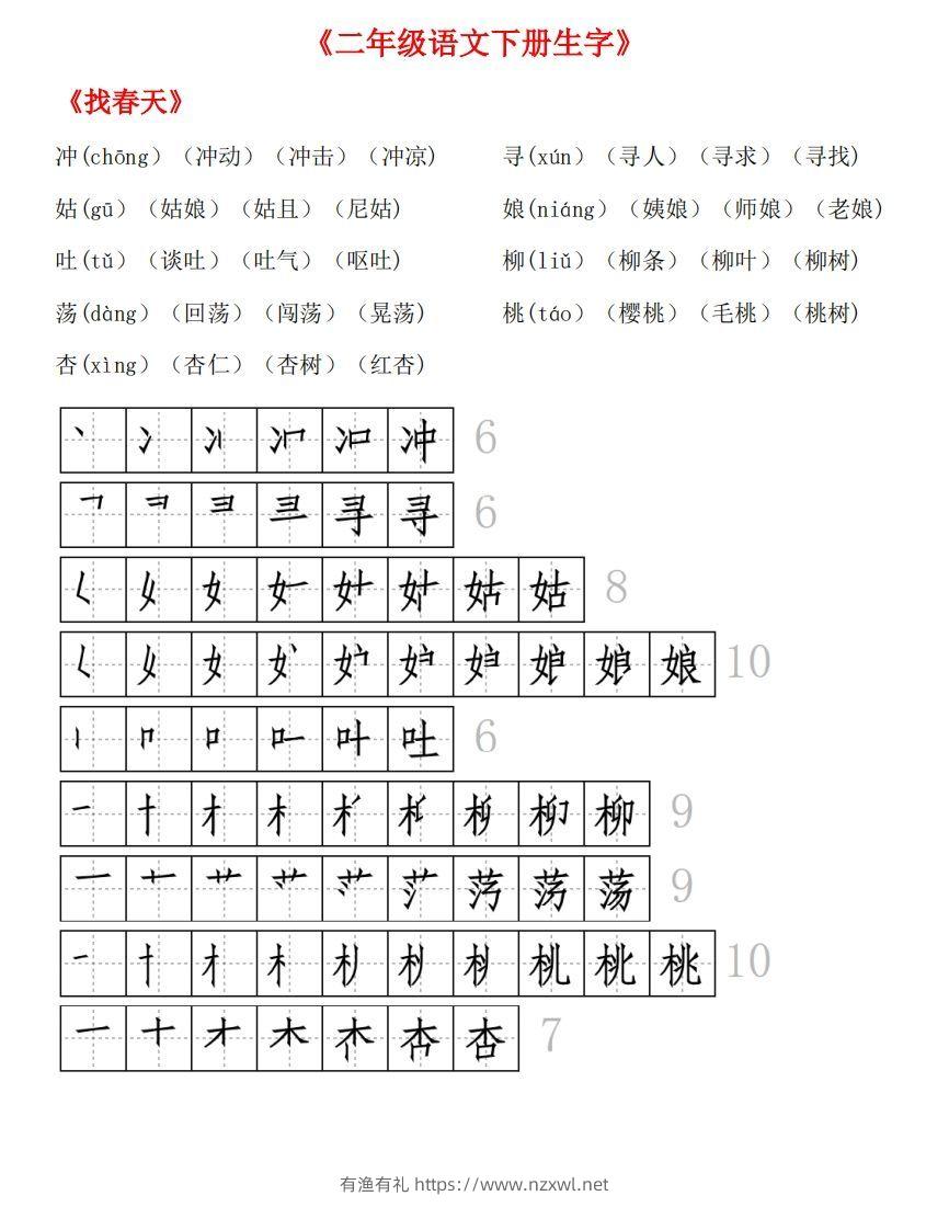 图片[2]-生字拼音组词笔顺-有渔有礼