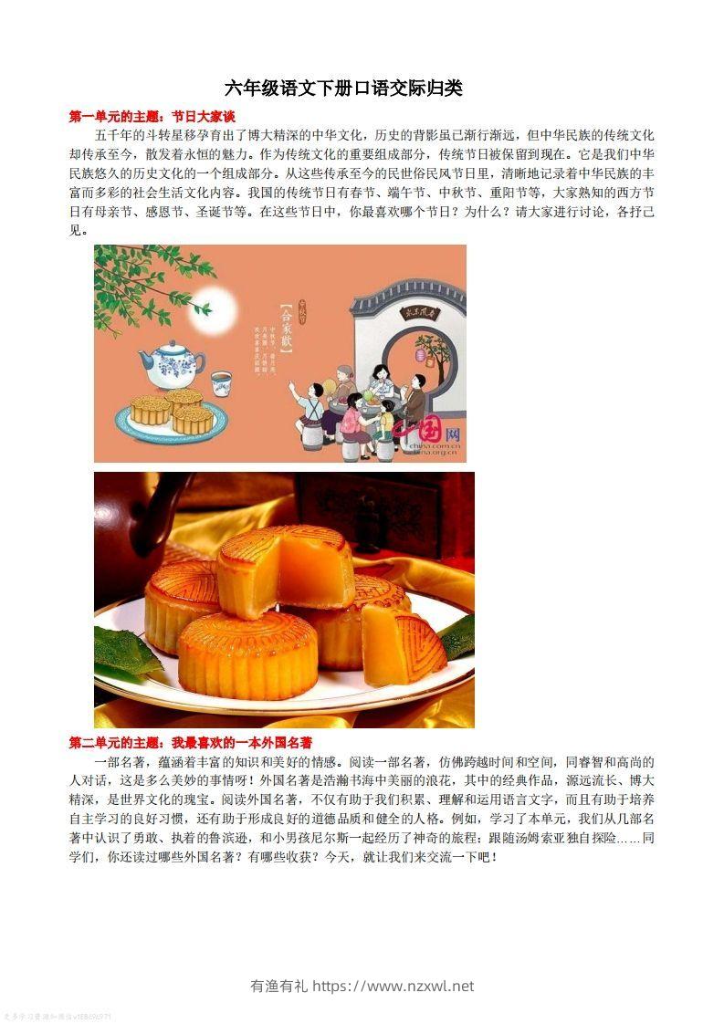 语文六年级下册口语交际专项练习-有渔有礼