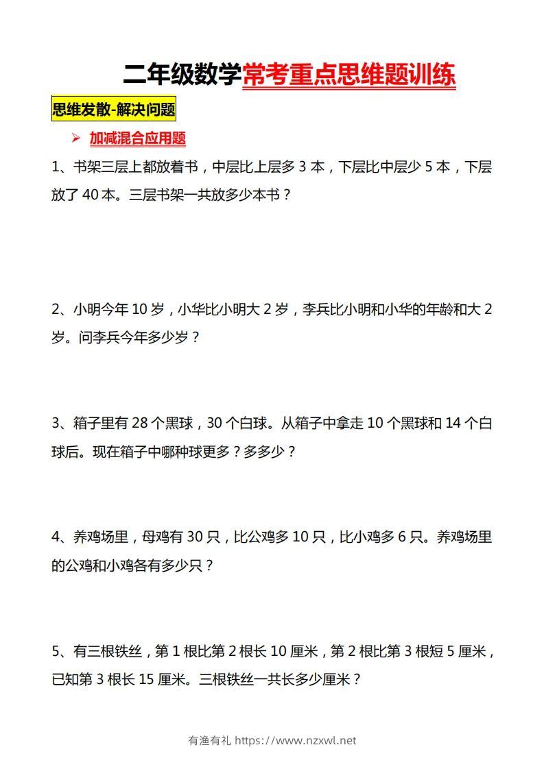 二上数学常考重点思维题练习-有渔有礼