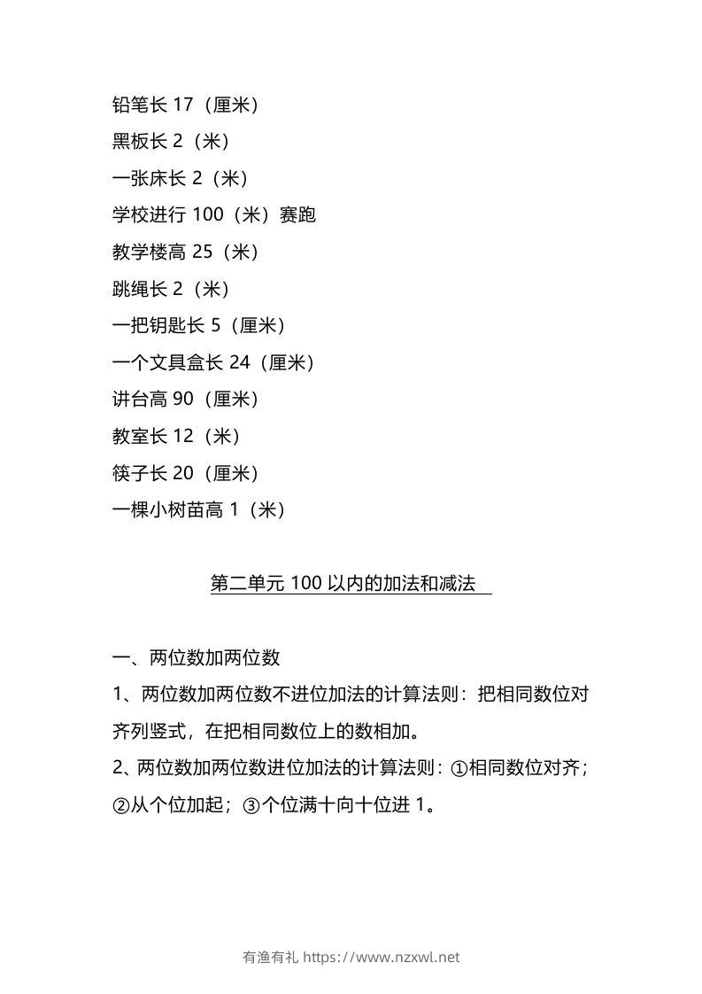 图片[2]-二上人教版数学重点知识点汇总预习-有渔有礼