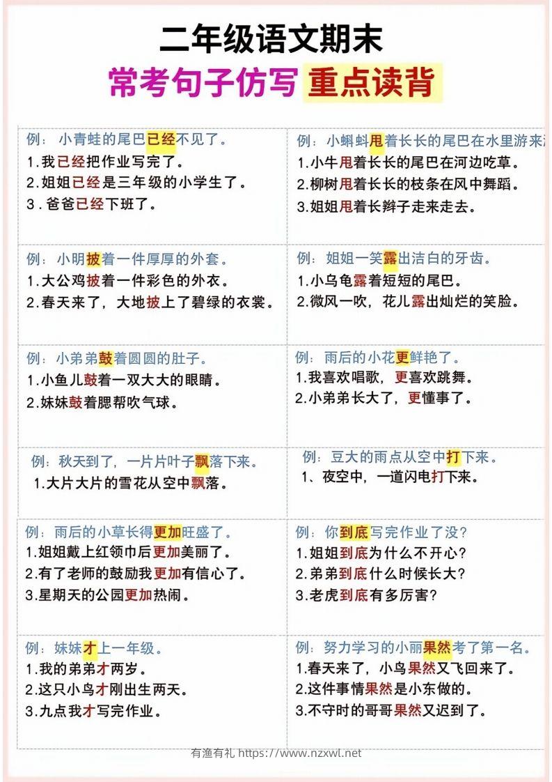 图片[2]-二年级上册语文期末句子仿写-有渔有礼