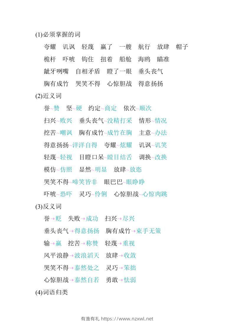 图片[2]-五年级语文下册05.第六单元知识小结（部编版）-有渔有礼