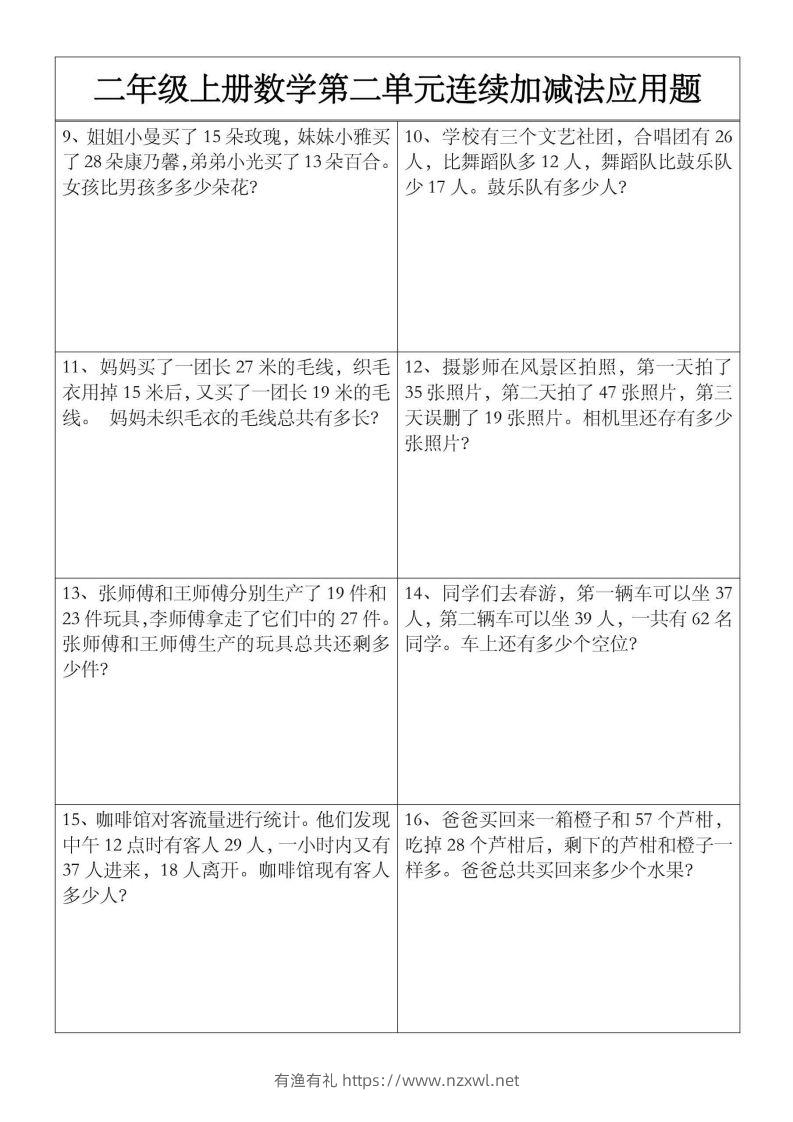 图片[2]-二上数学【第二单元】连续加减法应用题-有渔有礼