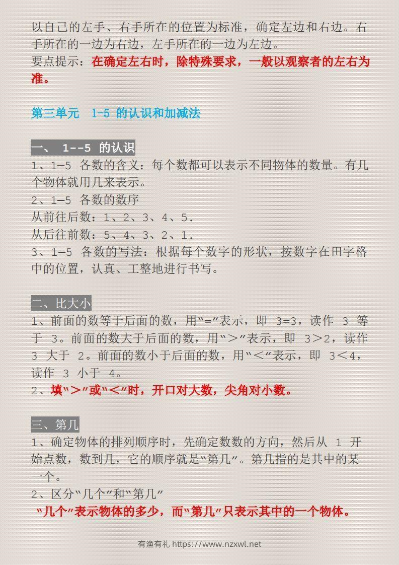 图片[2]-【一上】数学必背汇总-有渔有礼