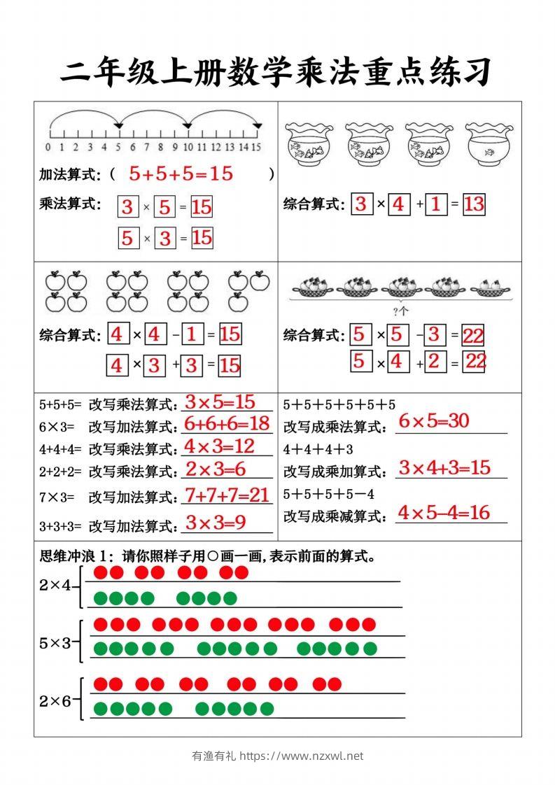 图片[3]-【乘法重点练习】二上数学-有渔有礼