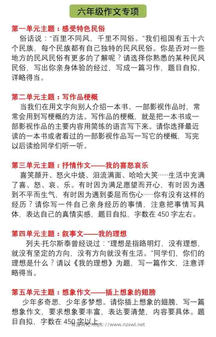六年级下语文单元习作指导+精选范文-有渔有礼