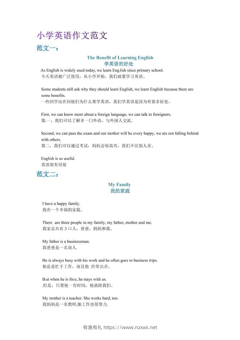 六年级下英语小升初作文范文四篇（3）-有渔有礼