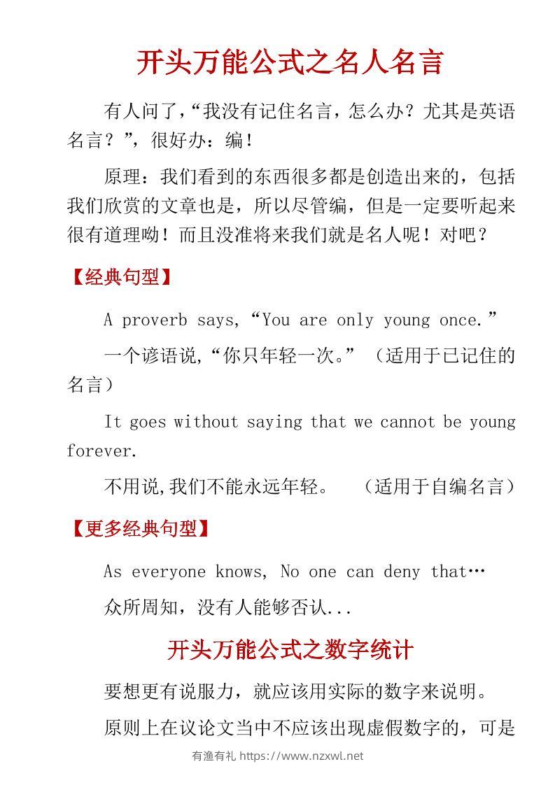 六年级下英语小学高分作文万能公式-有渔有礼