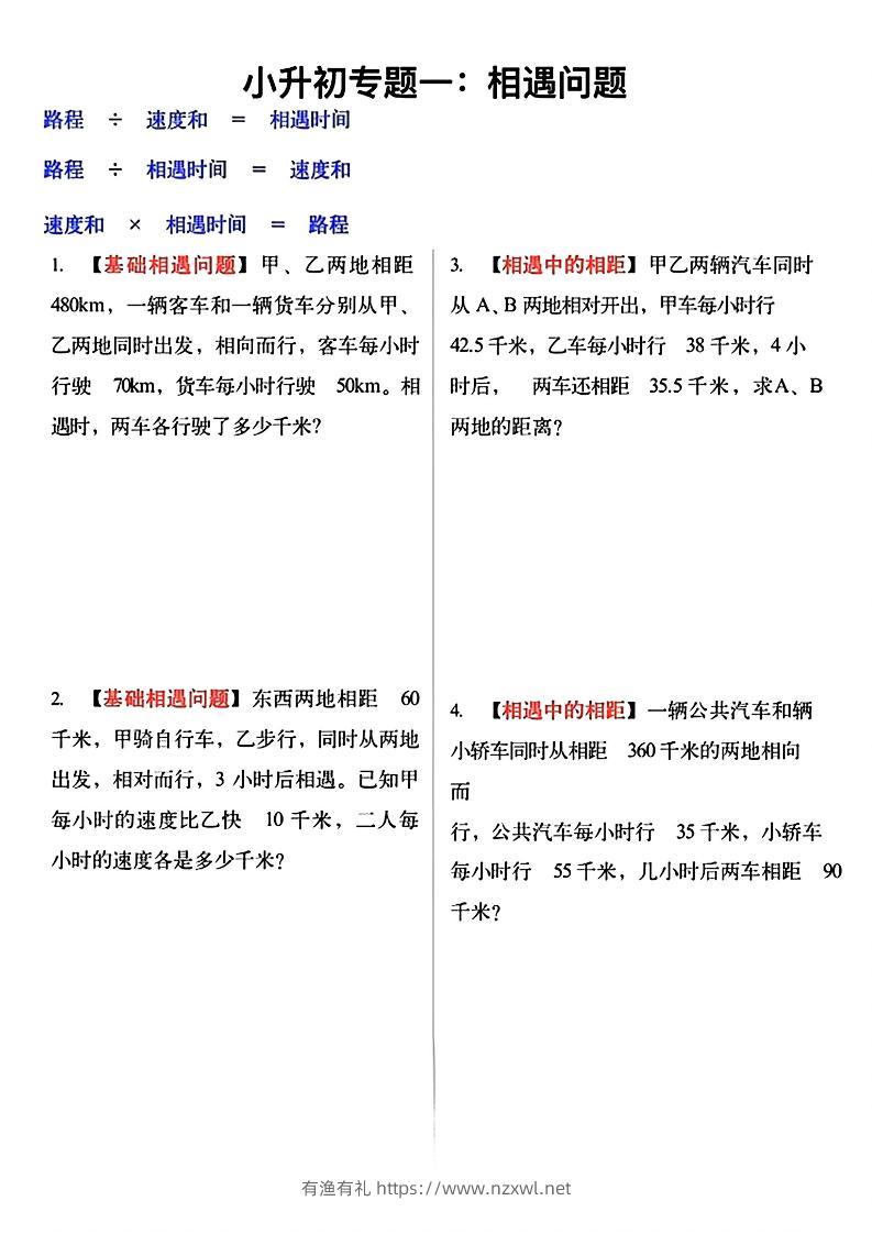 六年级下数学小升初必考应用题12大专题练习-有渔有礼