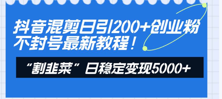 抖音混剪日引200 创业粉不封号最新教程！“割韭菜”日稳定变现5000 ！-有渔有礼