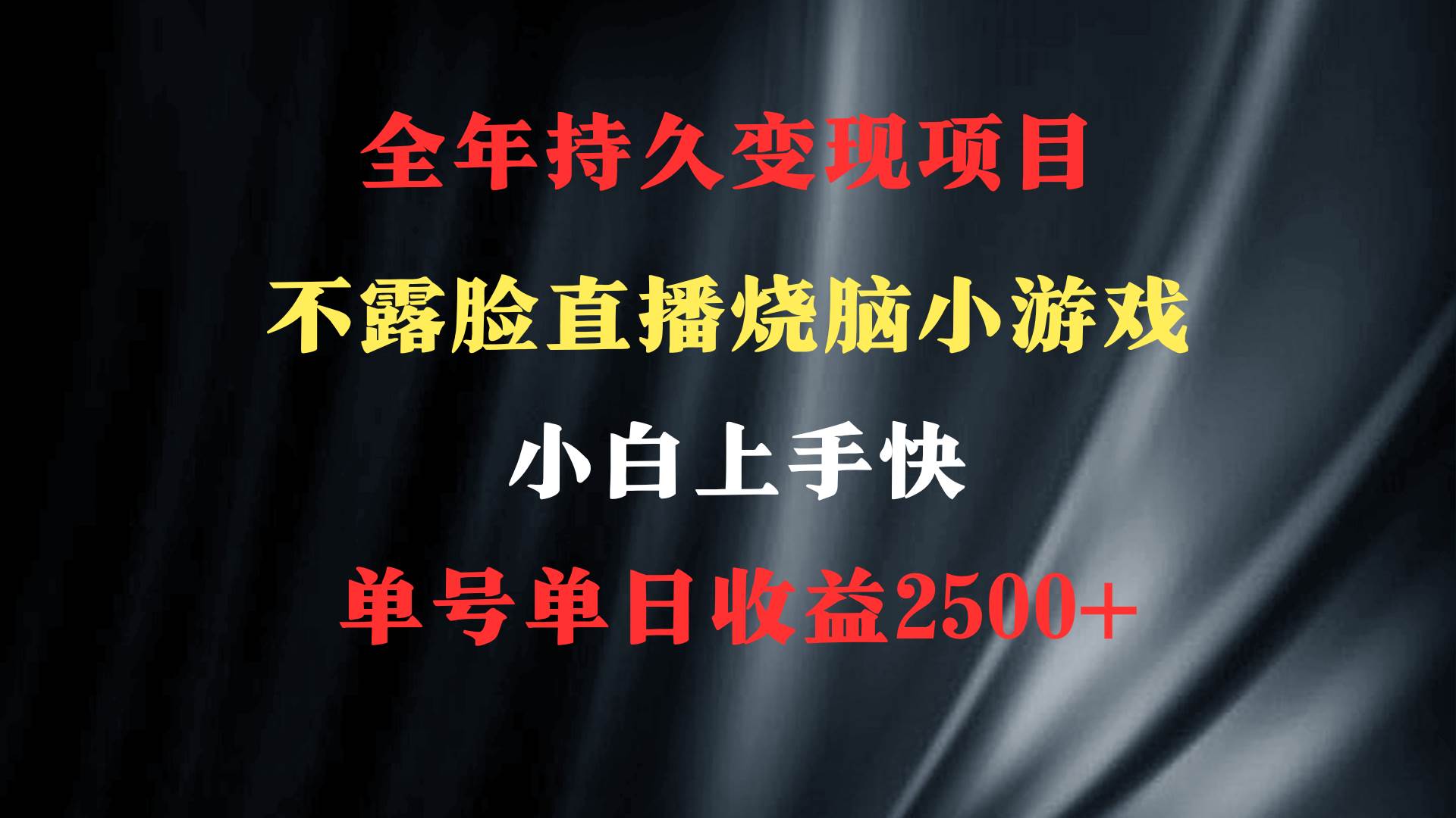 2024年 最优项目，烧脑小游戏不露脸直播  小白上手快 无门槛 一天收益2500+-有渔有礼