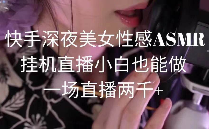 快手深夜美女性感ASMR挂机直播，小白也能做，一场直播两千+-有渔有礼