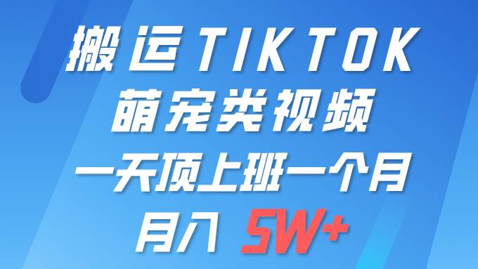 一键搬运TIKTOK萌宠类视频 一部手机即可操作 所有平台均可发布 轻松月入5W+-有渔有礼