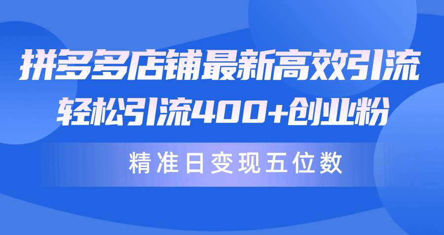 拼多多店铺最新高效引流术，轻松引流400+创业粉，精准日变现五位数！-有渔有礼