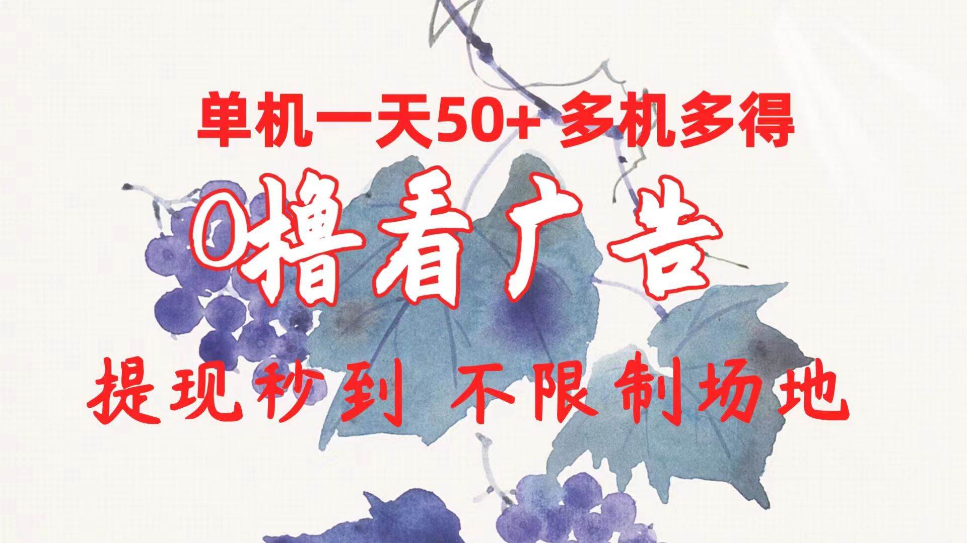 0撸看广告 单机一天50+多机多得 提现秒到 不限制场地操作-有渔有礼