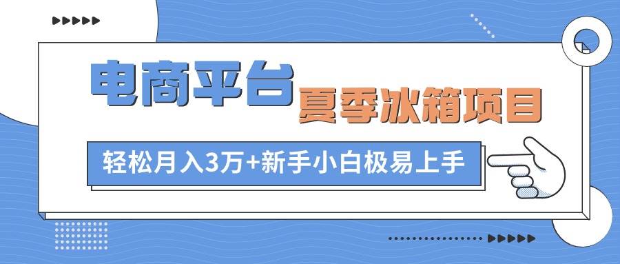 电商平台夏季冰箱项目，轻松月入3万+，新手小白极易上手-有渔有礼