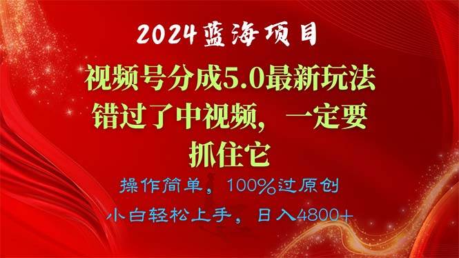 2024蓝海项目，视频号分成计划5.0最新玩法，错过了中视频，一定要抓住…-有渔有礼